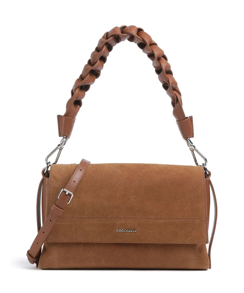 Coccinelle Boheme Suede Schultertasche cognac