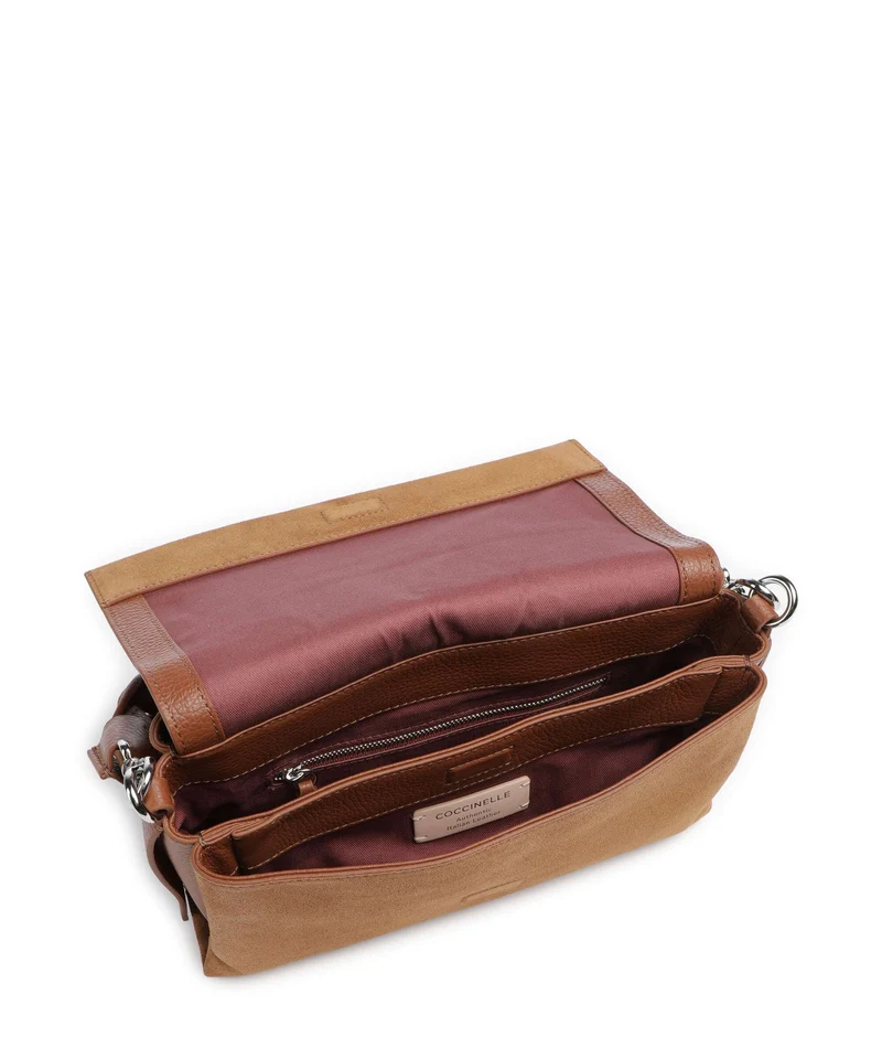 Coccinelle Boheme Suede Schultertasche cognac