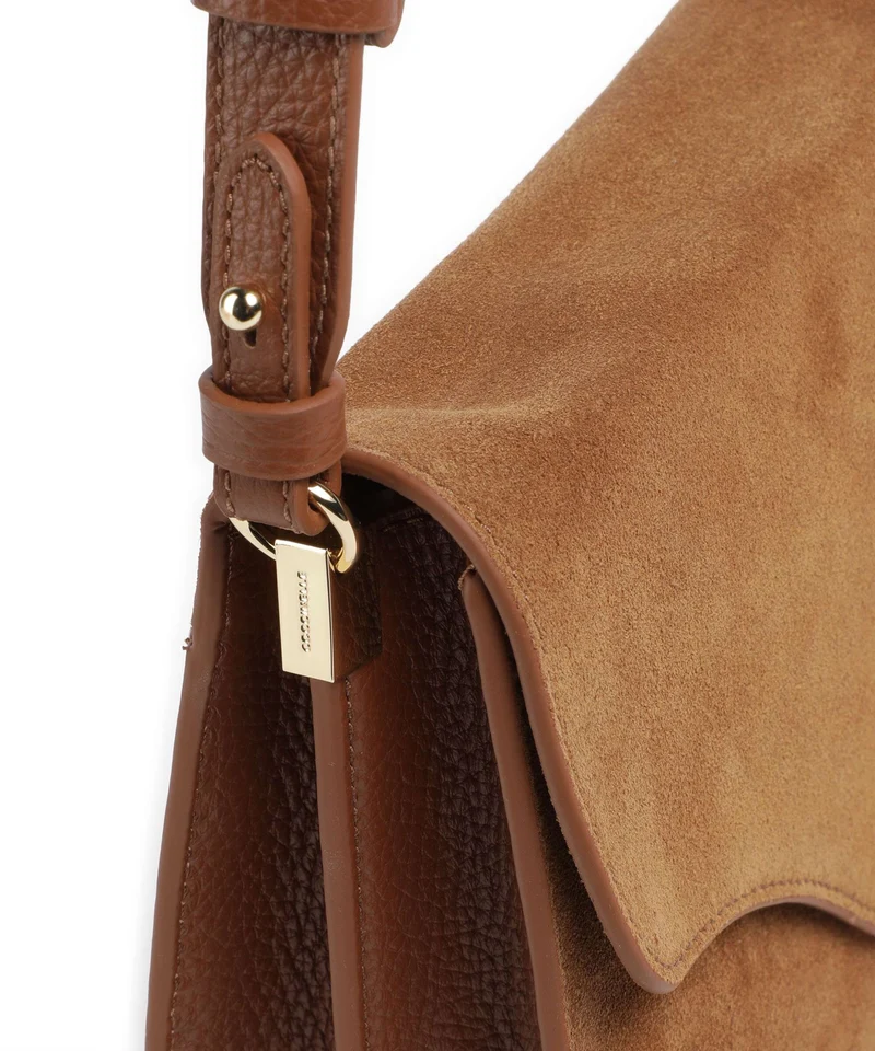 Coccinelle C-Me Softy Suede Schultertasche cognac