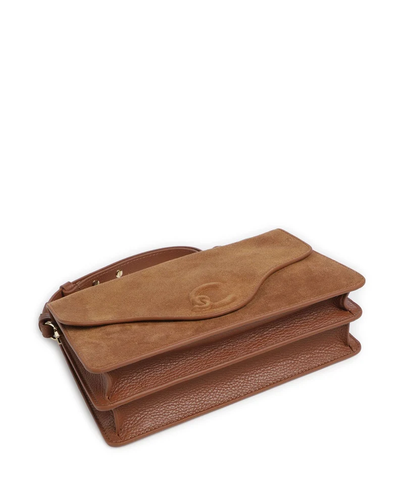 Coccinelle C-Me Softy Suede Schultertasche cognac