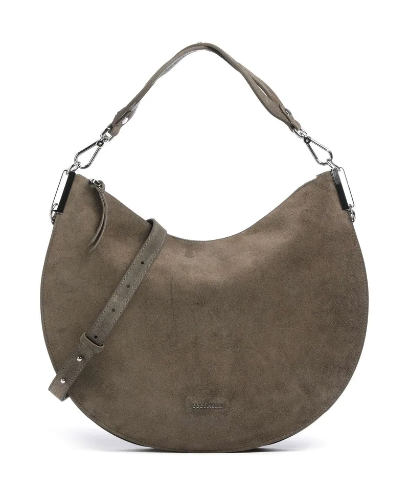 Coccinelle Sunup Suede Schultertasche fango