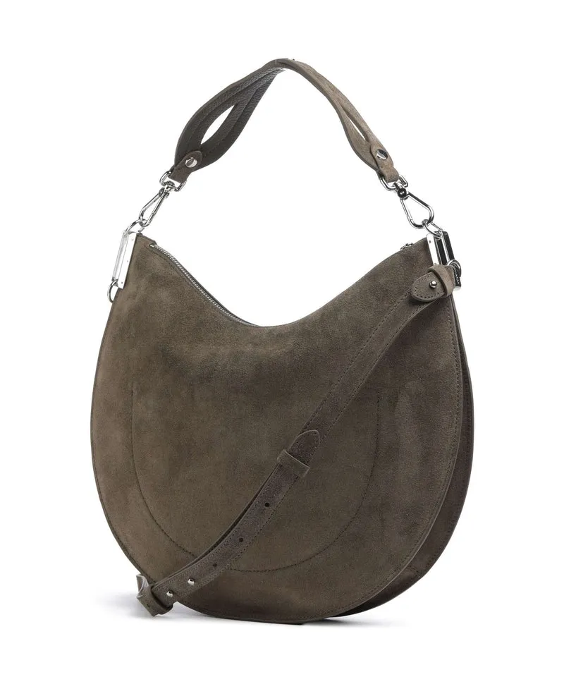 Coccinelle Sunup Suede Schultertasche fango