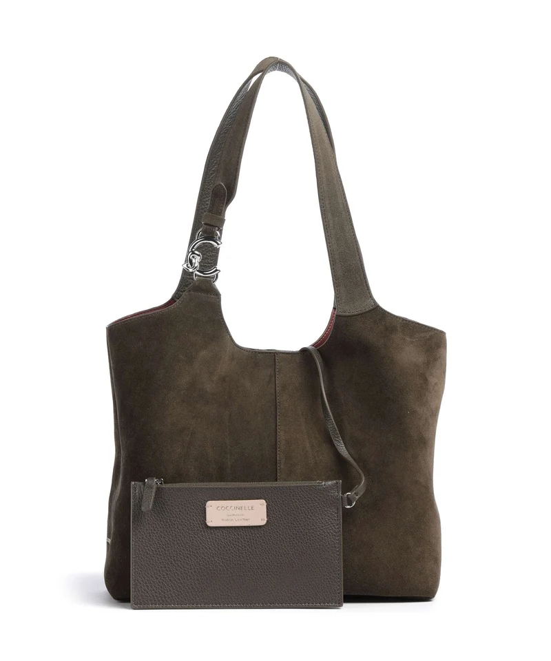 Coccinelle C-Easy Suede Beuteltasche fango