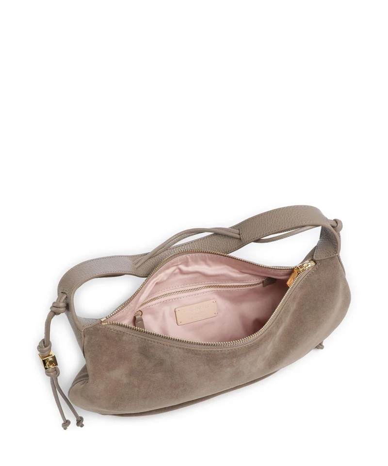Coccinelle Thess Suede Beuteltasche warm taupe