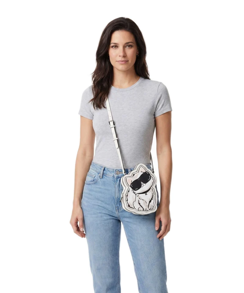 Karl Lagerfeld Ikon Choupette Umhängetasche off white