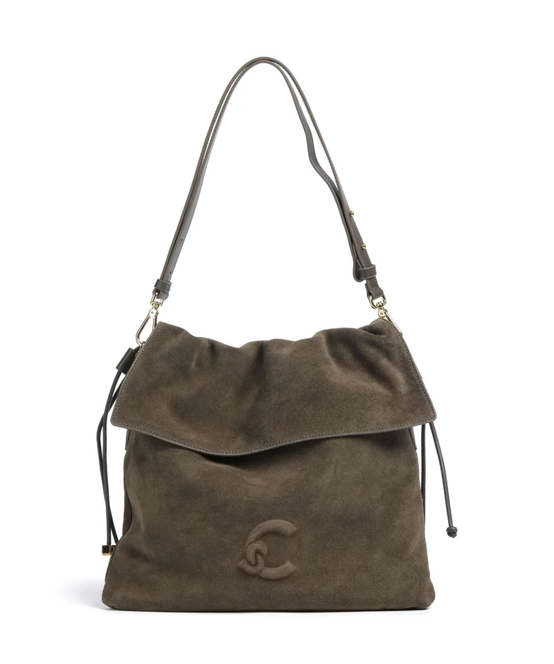 Coccinelle Lidia Suede Beuteltasche fango