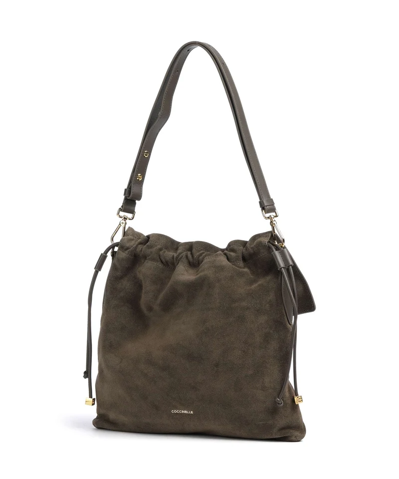 Coccinelle Lidia Suede Beuteltasche fango