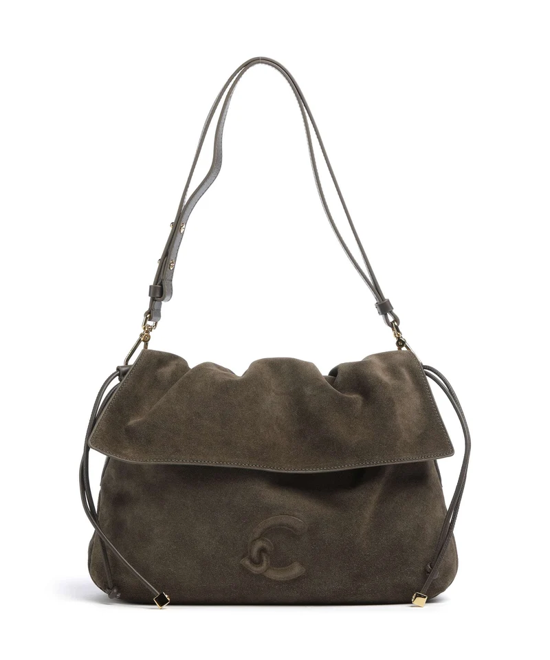 Coccinelle Lidia Suede Beuteltasche fango