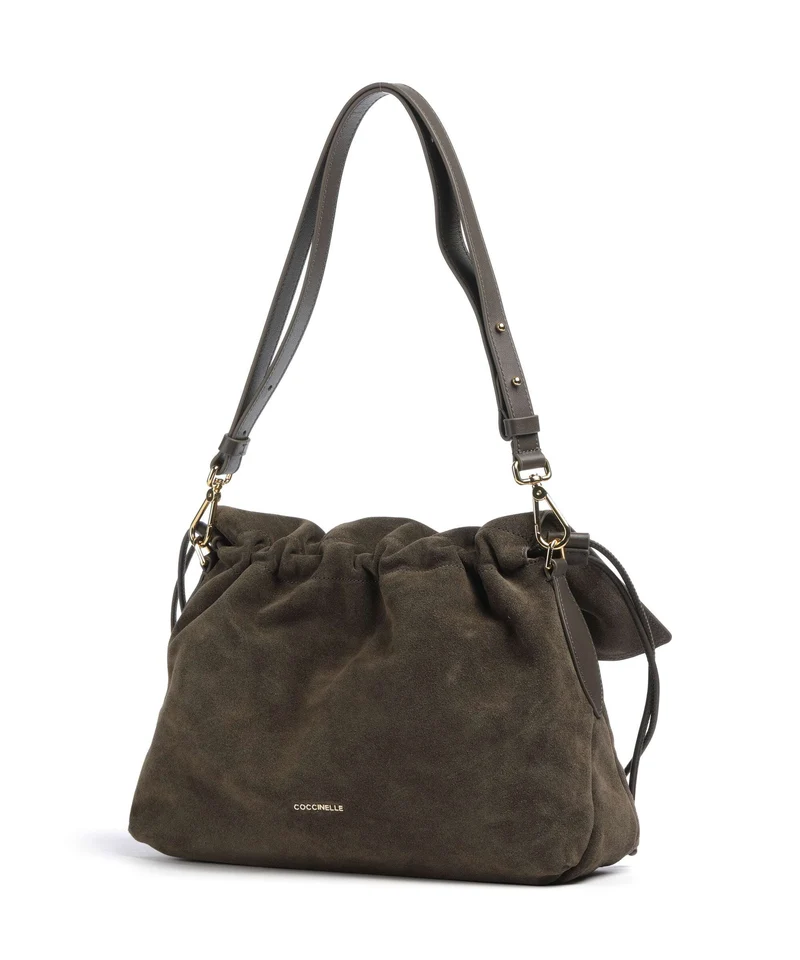 Coccinelle Lidia Suede Beuteltasche fango