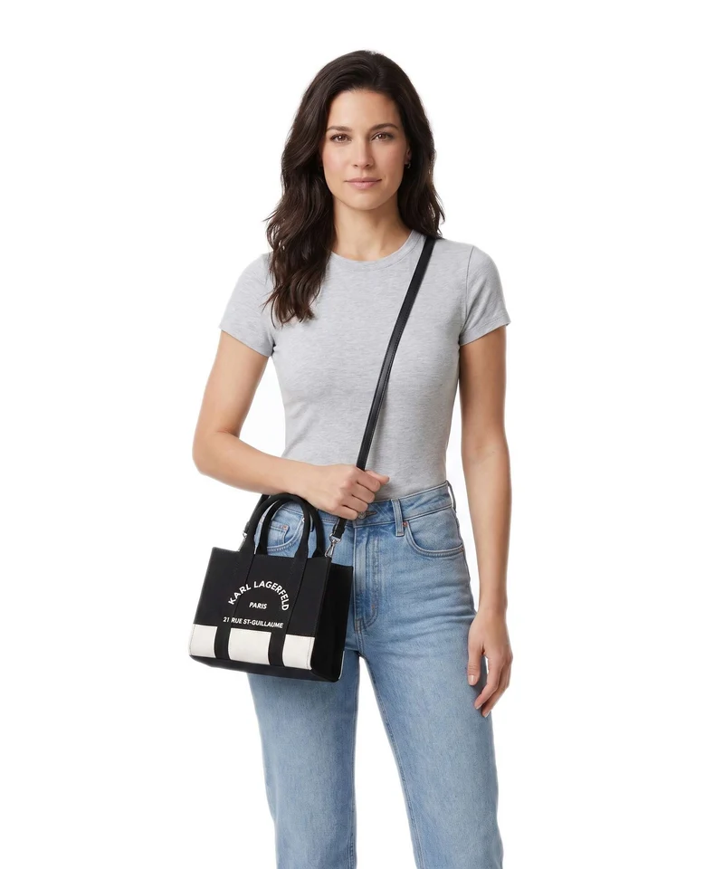 Karl Lagerfeld K/Rue St Guillaume Medium Handtasche cannoli cream/black