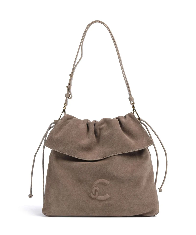 Coccinelle Lidia Suede Beuteltasche warm taupe