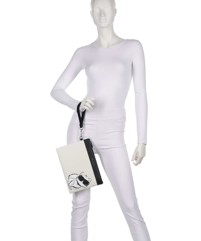 Karl Lagerfeld Ikon Choupette Handgelenktasche off white