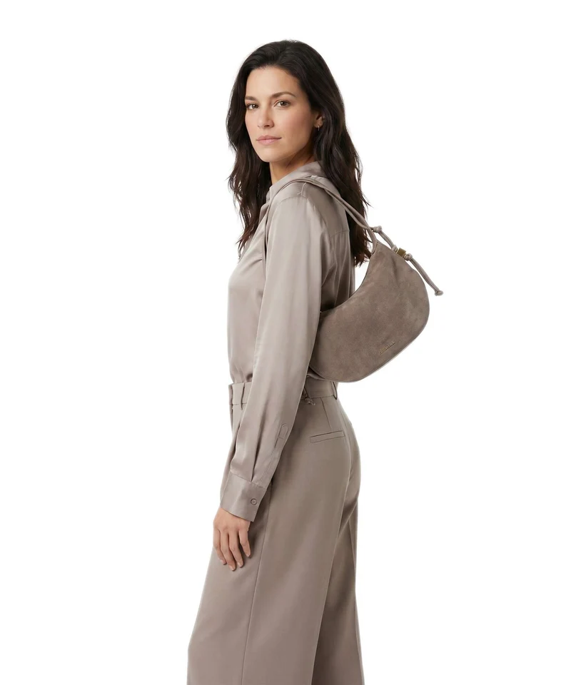 Coccinelle Thess Suede Beuteltasche warm taupe