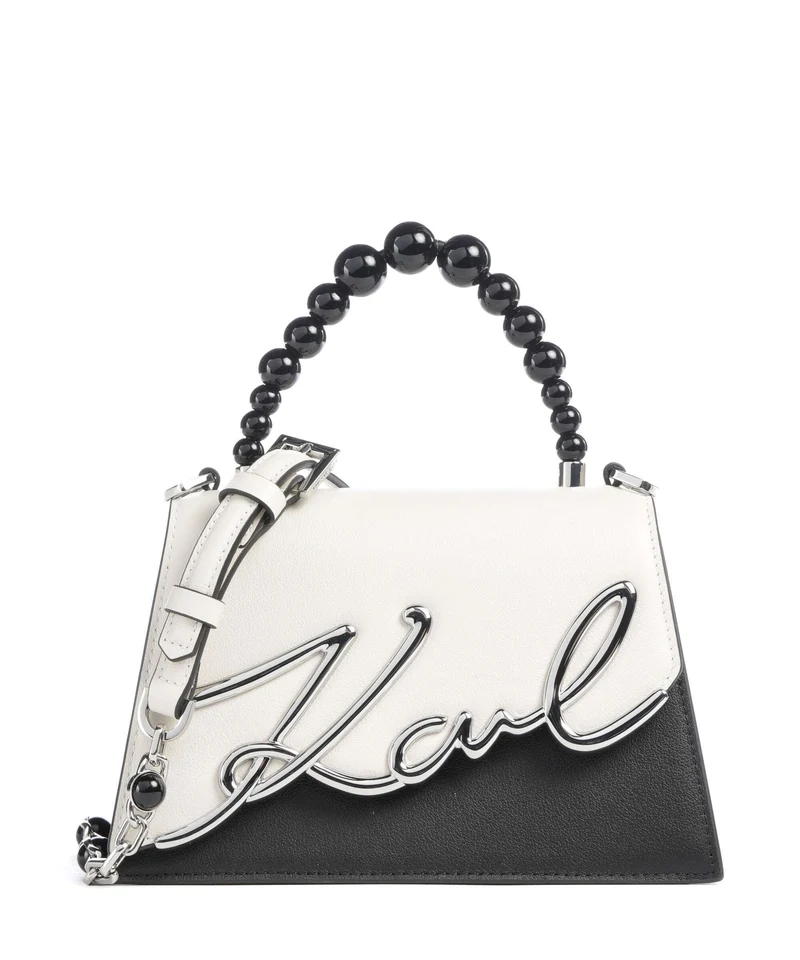 Karl Lagerfeld K/Signature 2.0 Small Pearls Handtasche white/black