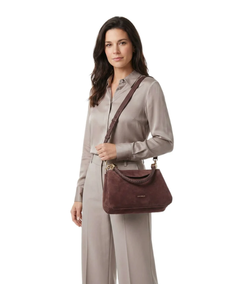 Coccinelle Tiggy Suede Schultertasche berry
