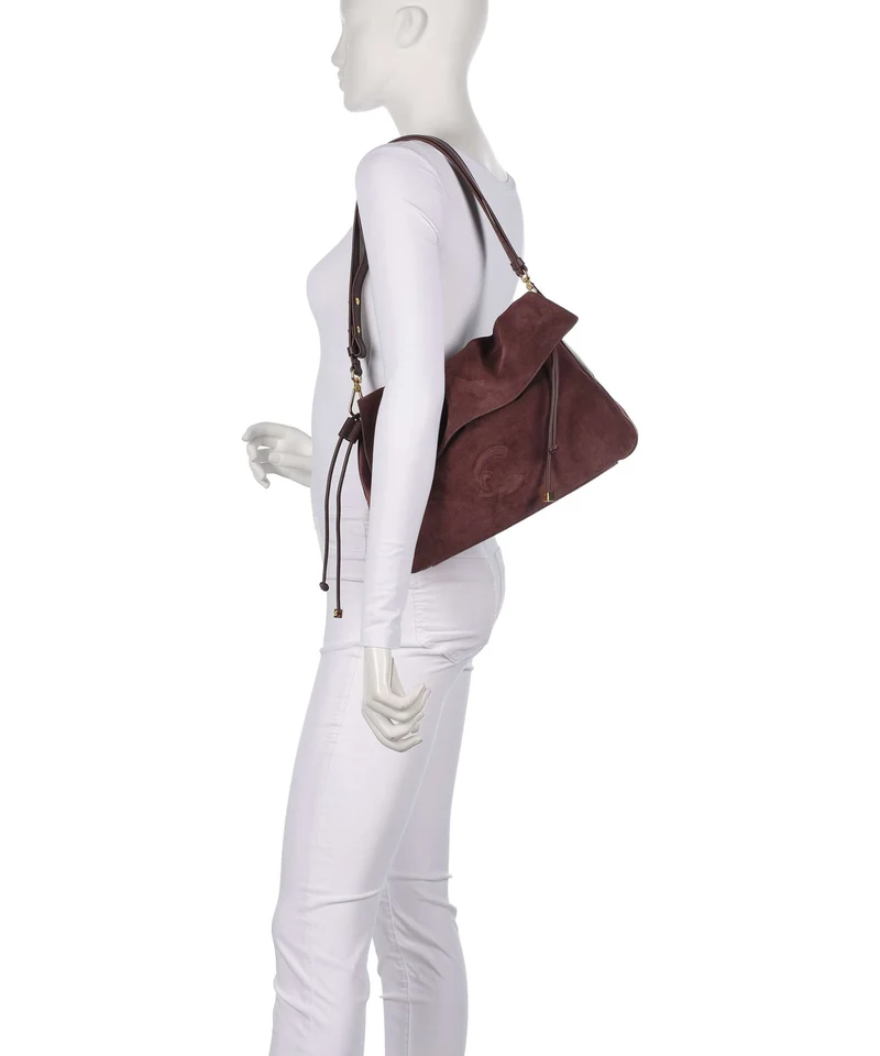 Coccinelle Lidia Suede Beuteltasche berry