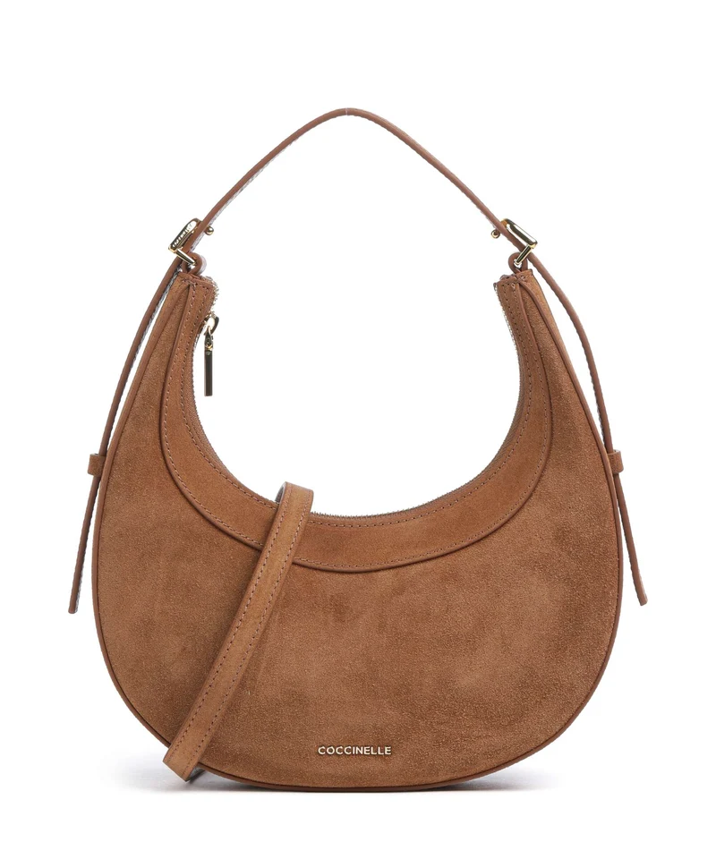 Coccinelle Whisper Suede Schultertasche cognac
