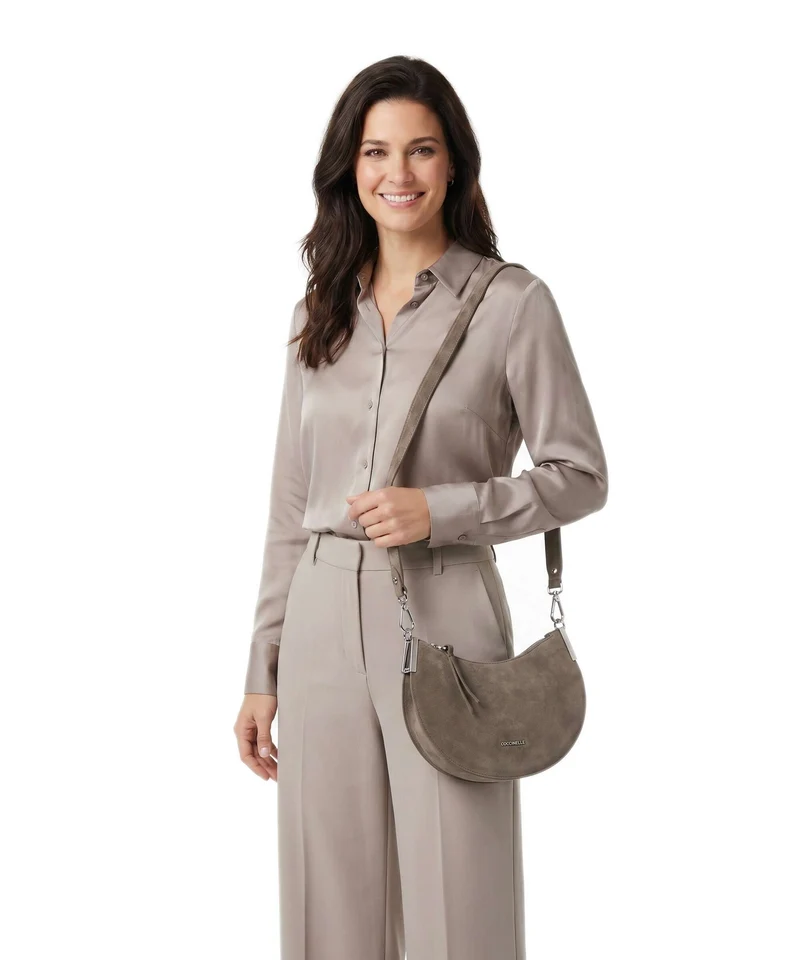 Coccinelle Sunup Suede Schultertasche fango