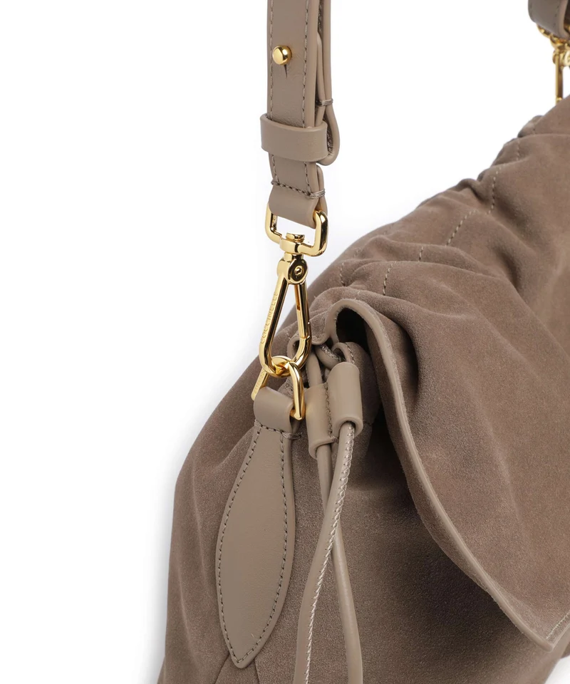 Coccinelle Lidia Suede Beuteltasche warm taupe