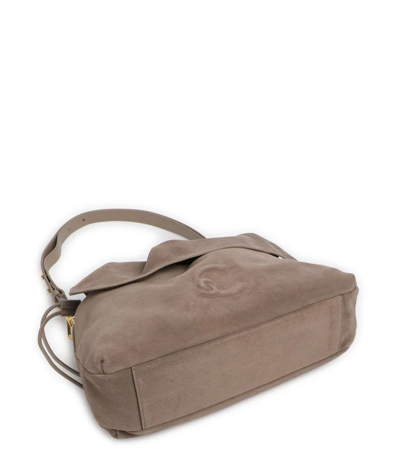 Coccinelle Lidia Suede Beuteltasche warm taupe
