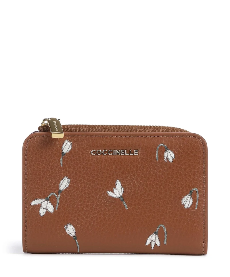 Coccinelle text Geldbörse cognac