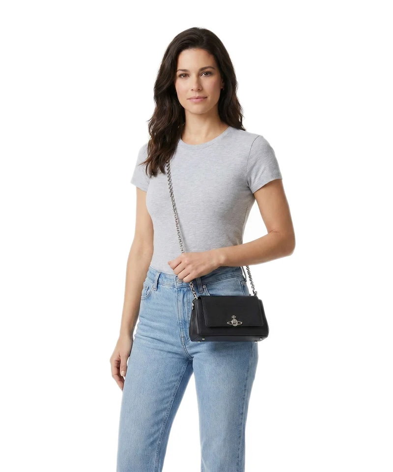 Vivienne Westwood Hazel Saffiano Plain Small Schultertasche black