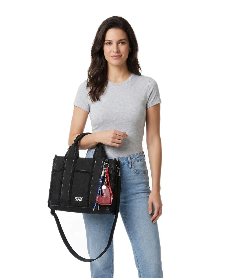 DKNY Barret Medium Handtasche black denim