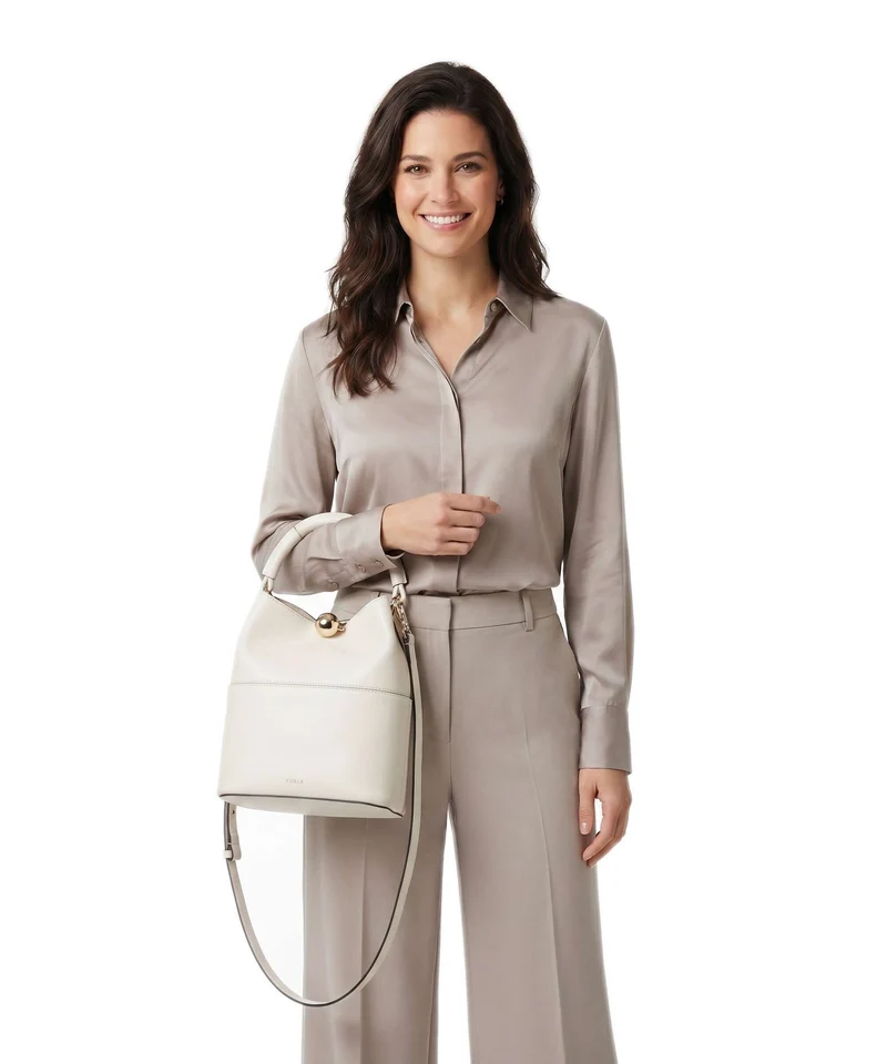Furla Sfera S Bucket Handtasche panna/avena