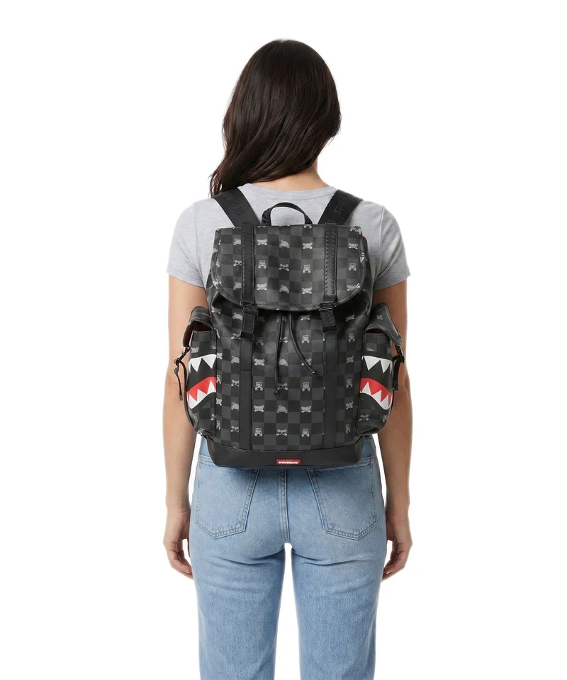 Sprayground Gray Peeking Character Check Monte Carlo Rucksack black/gray