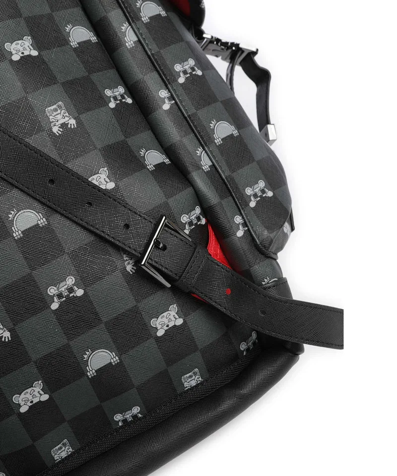Sprayground Gray Peeking Character Check Monte Carlo Rucksack black/gray