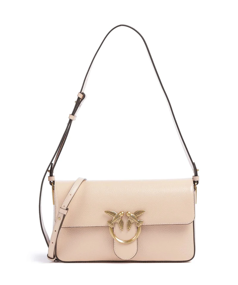 Pinko Love One Classic Slouchy Schultertasche light pink/antique gold
