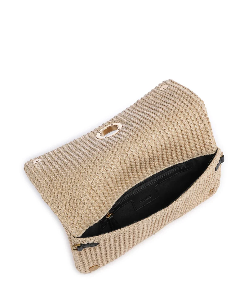 Pinko Love Click Soft Horizontal Classic Umhängetasche rafia/nero/antique gold