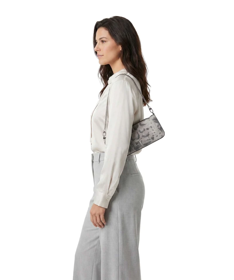 Pinko Flat Horizontal Schultertasche avorio/nero/beige