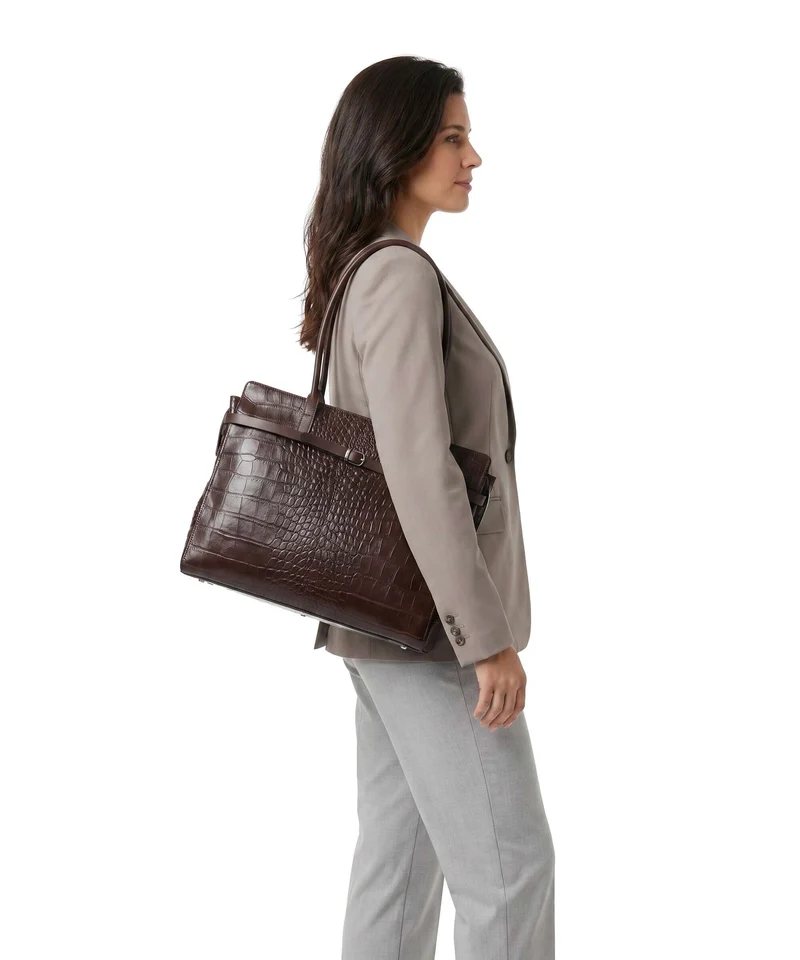 Castelijn & Beerens Croco Tess Aktentasche mocca
