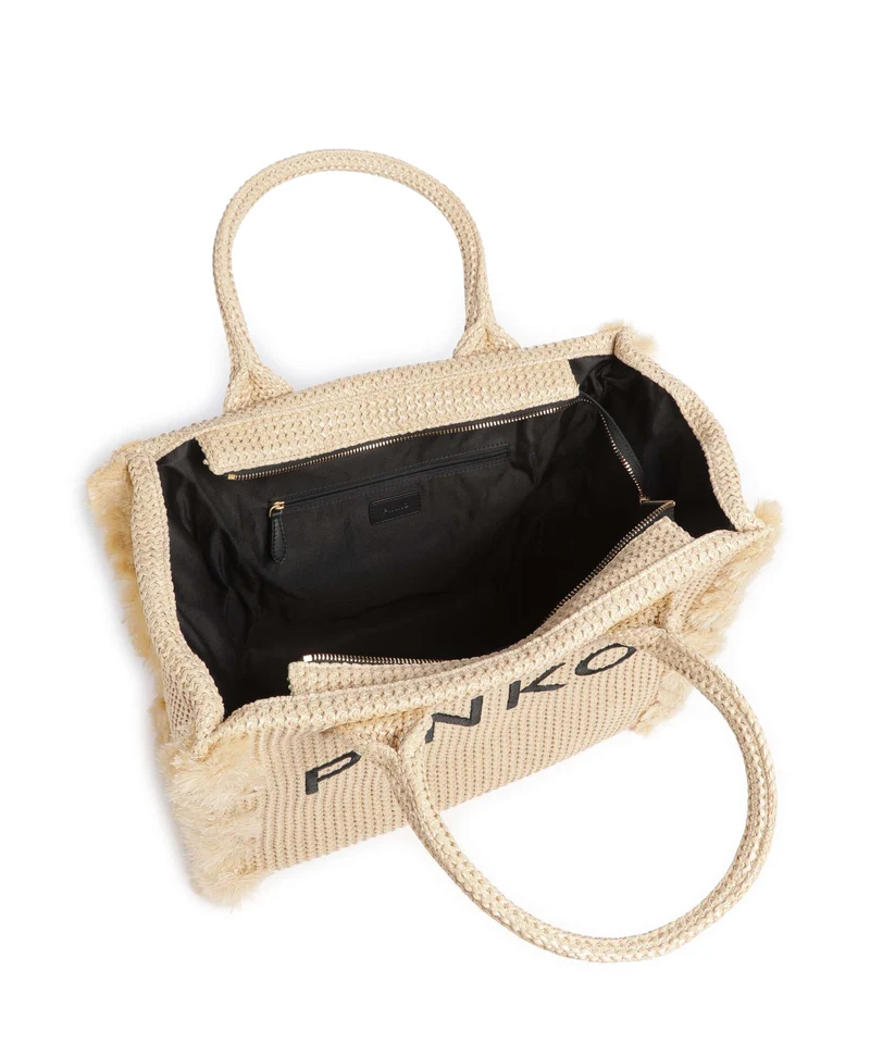Pinko Beach Handtasche paglia/nero/antique gold