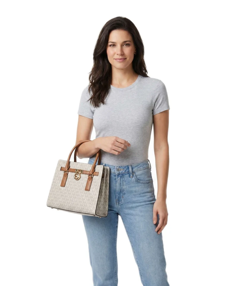 Michael Kors Hamilton Moderne Small Handtasche vanilla/acorn