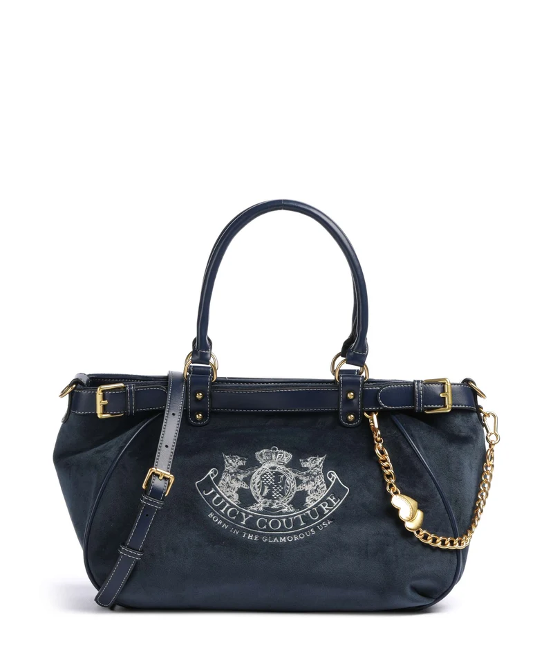 Juicy Couture Twig Narrative Velvet L Shopper blue depths