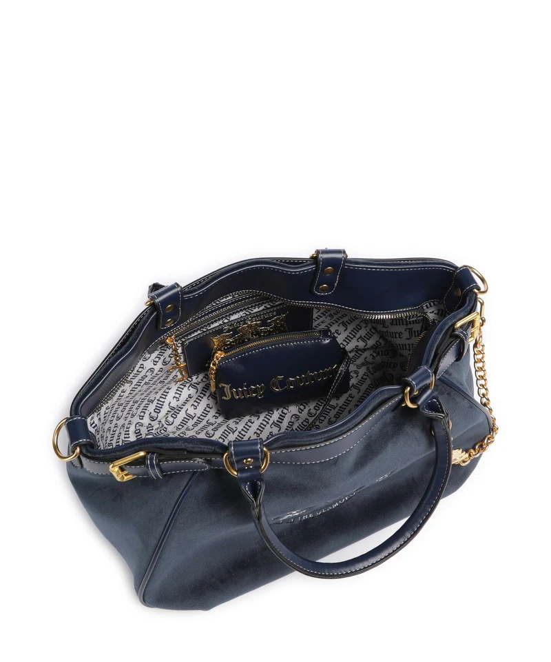 Juicy Couture Twig Narrative Velvet L Shopper blue depths