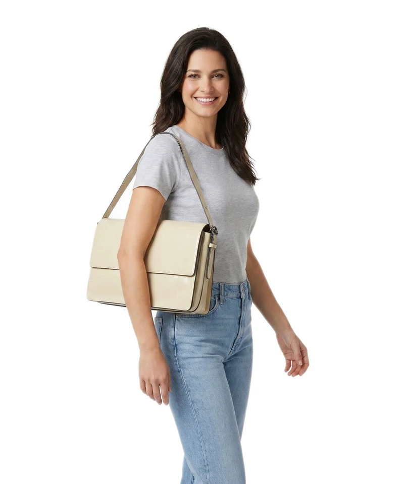Liebeskind Audrey Recycled Lack Distressed M Schultertasche biscotti