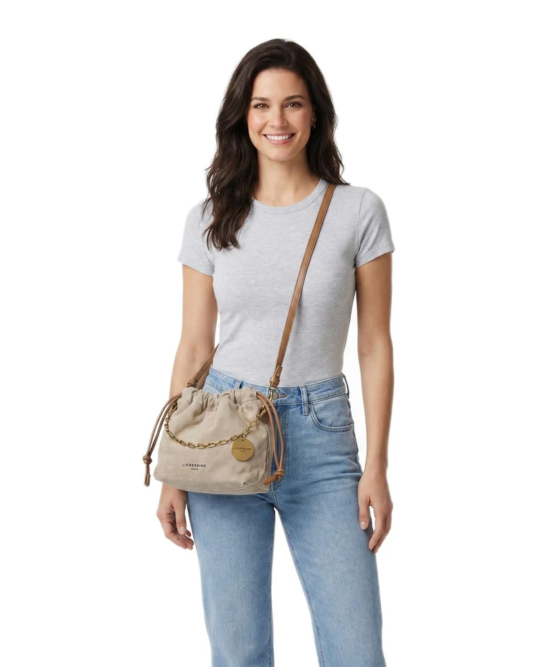 Liebeskind Lya II Denim S Bucket Handtasche beige
