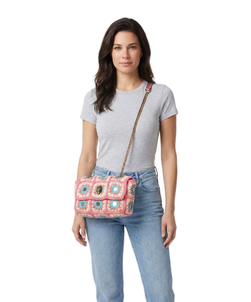 Kurt Geiger Kensington Crochet Umhängetasche pink combination