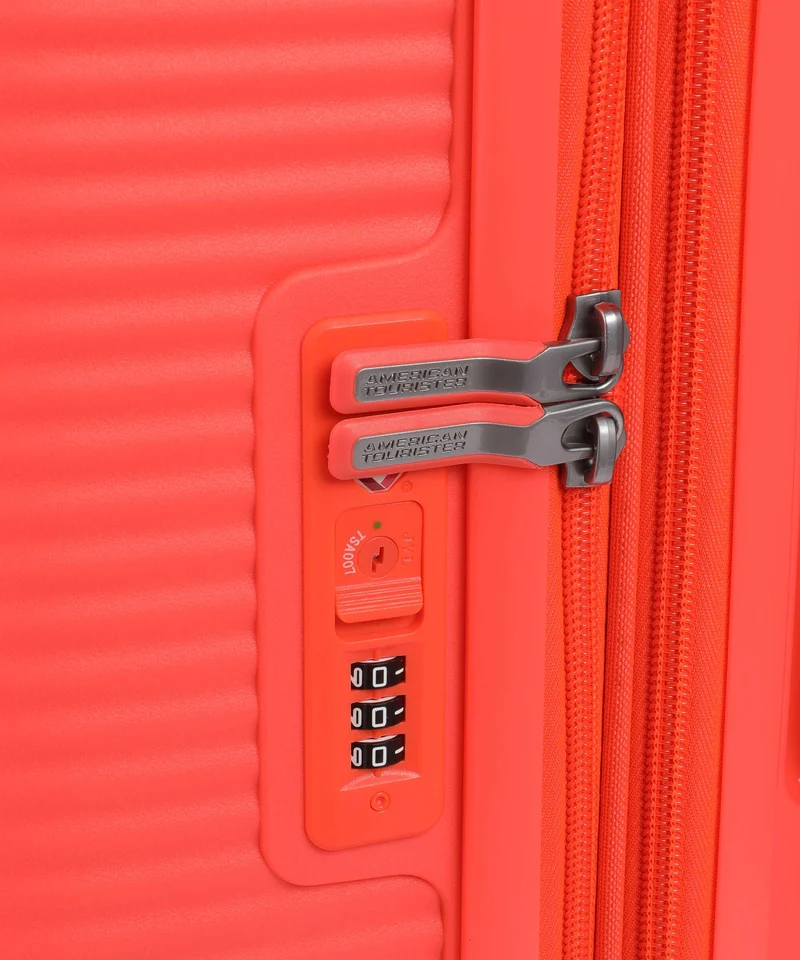 American Tourister Soundbox 4-Rollen Trolley neon orange