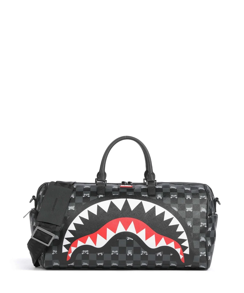Sprayground Gray Peeking Character Check Weekender black