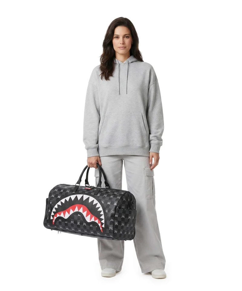 Sprayground Gray Peeking Character Check Weekender black