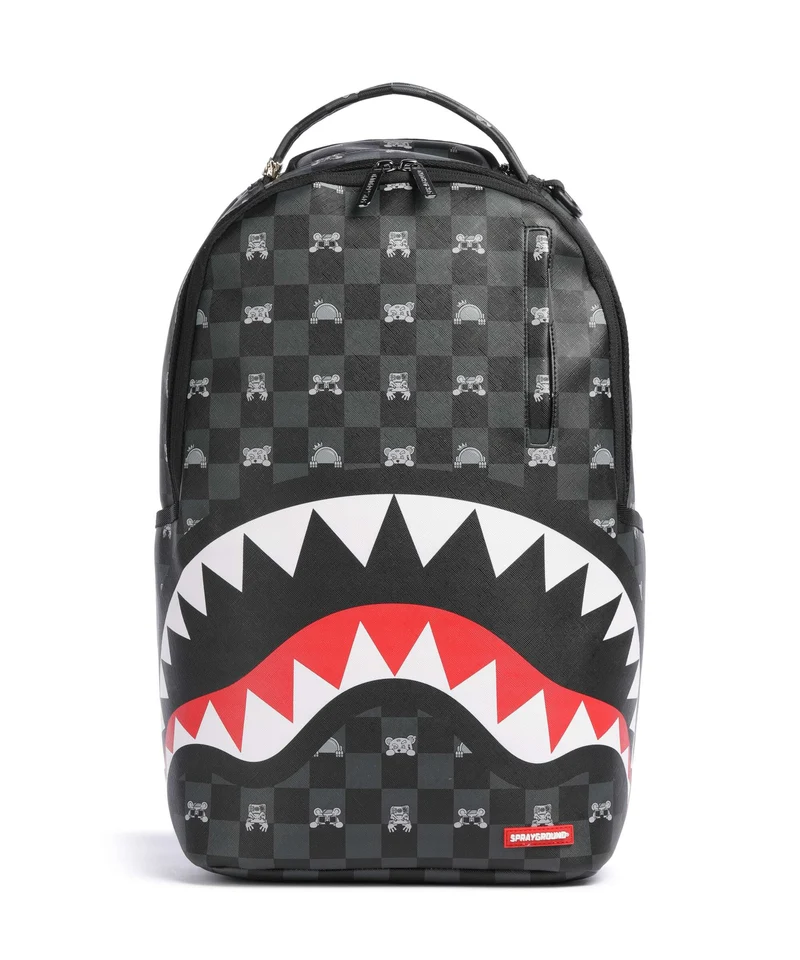 Sprayground Gray Peeking Character Check Rucksack black