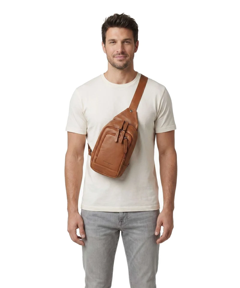 The Chesterfield Brand Wax Pull Up Cow Riga Slingbag cognac