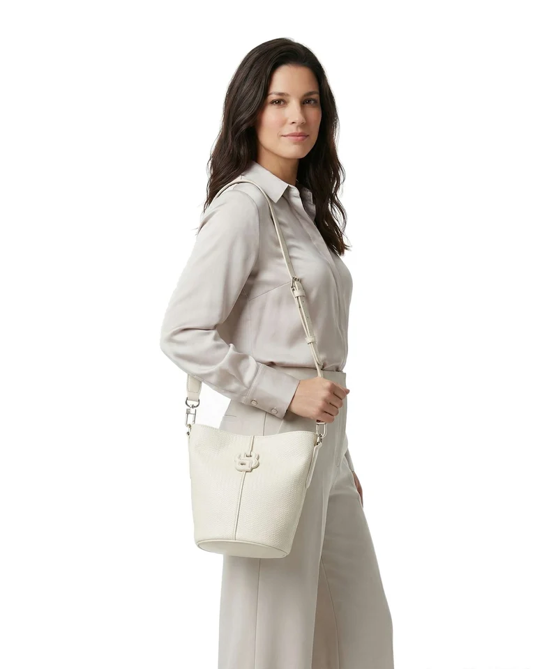 BOSS Anett Bucket Handtasche open white