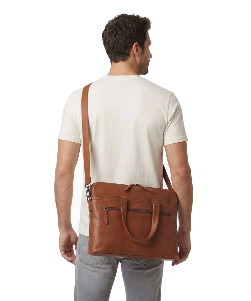 The Chesterfield Brand Wax Pull Up Cow Elvas Laptoptasche cognac