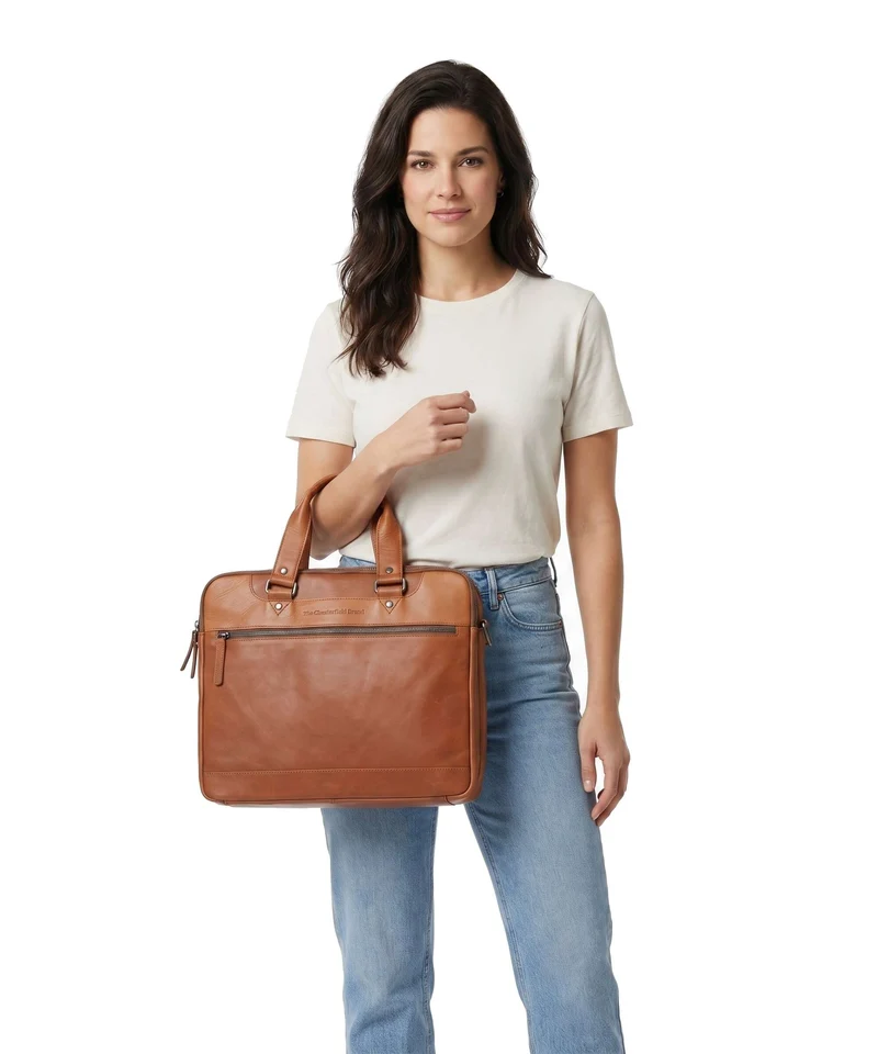 The Chesterfield Brand Wax Pull Up Cow Montara Laptoptasche cognac