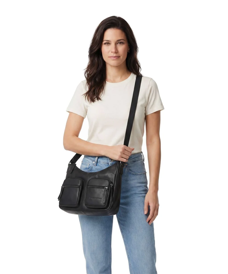 The Chesterfield Brand Wax Pull Up Cow Valenora Schultertasche black